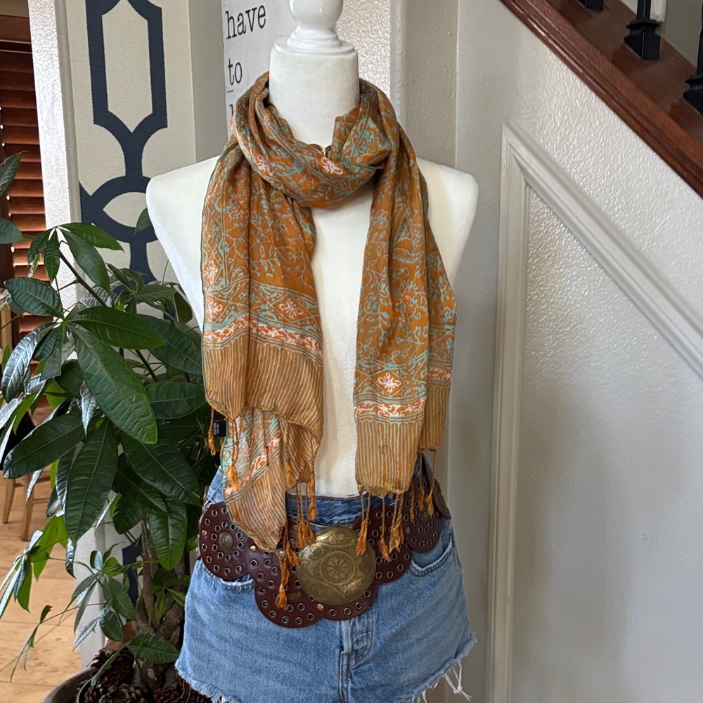 Bohemian Silk Scarf with Fringe